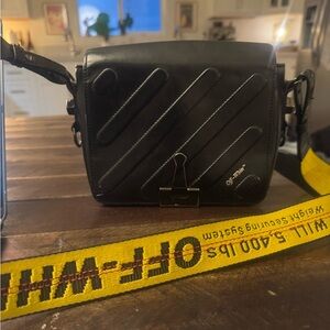 Off White Mini Flip Black Binder Crossbody bag